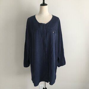 SOFT SURROUNDINGS Dark Blue Long Sleeve Hidden Button Shirt